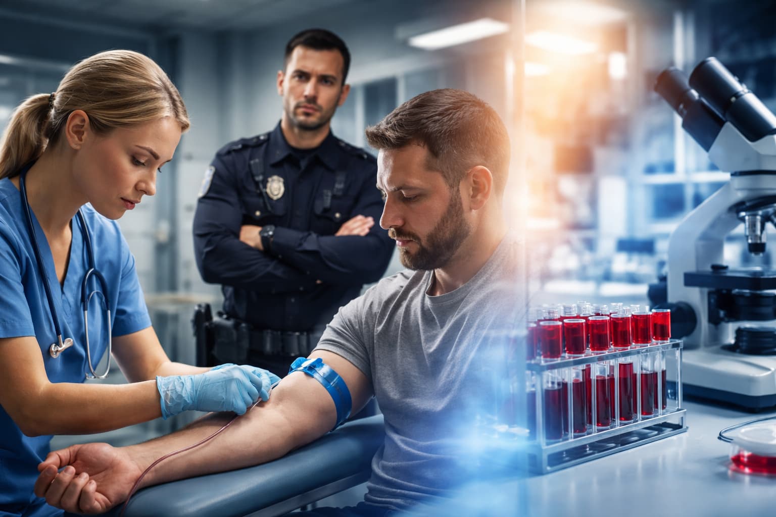 Forensic toxicology lab scene